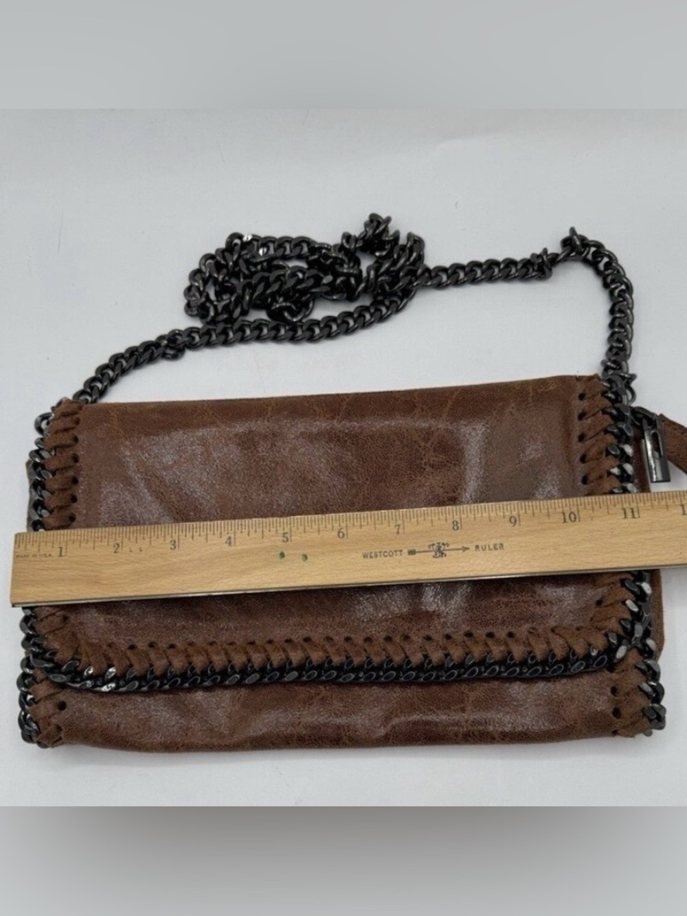 Italian designer BORSE IN PELLE Leather Crossbody Chain Bag - Picture 8 of 10